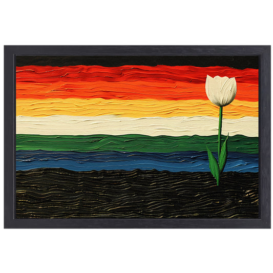 Abstracte kleurrijke tulp schilderij canvas met baklijst