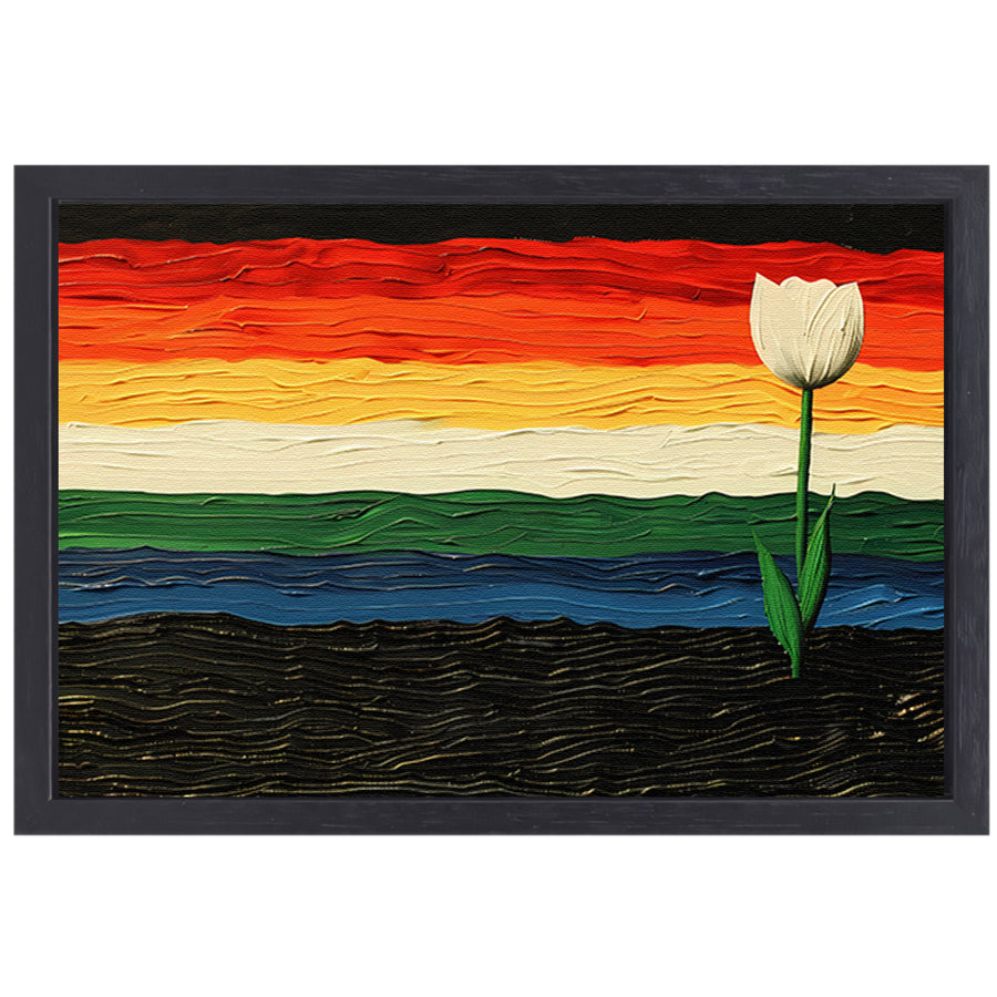 Abstracte kleurrijke tulp schilderij canvas met baklijst