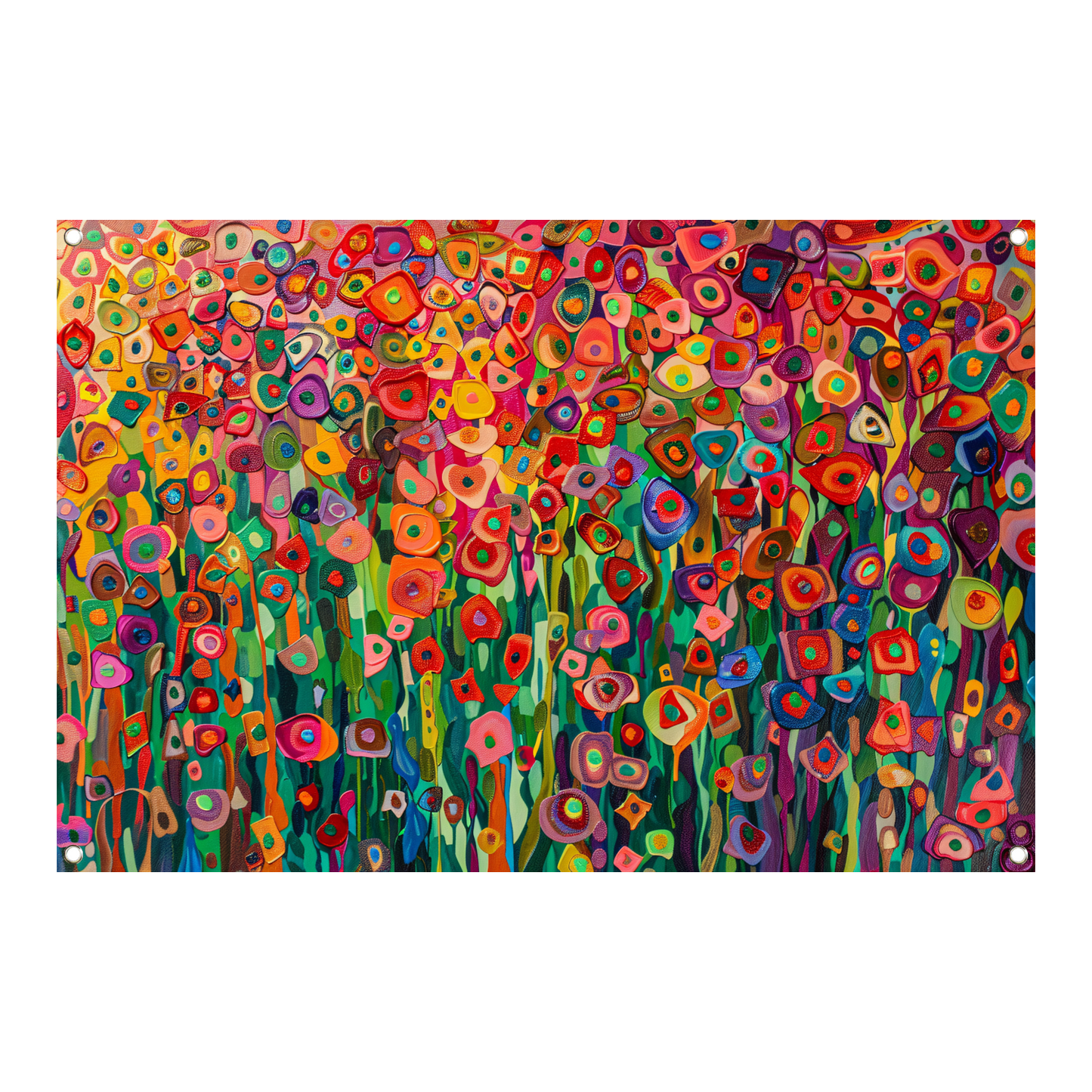 Abstract bloemenveld met felle kleuren tuinposter