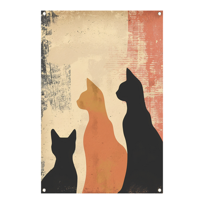 Abstracte Katten Silhouetten op Textuur tuinposter