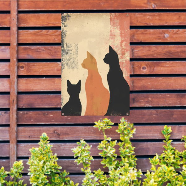 Abstracte Katten Silhouetten op Textuur tuinposter
