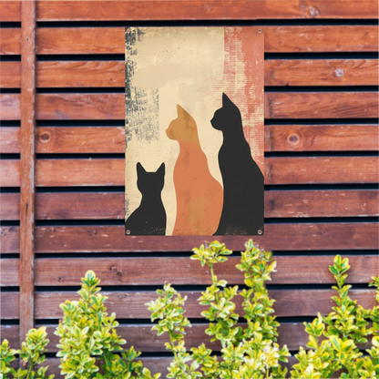 Abstracte Katten Silhouetten op Textuur tuinposter