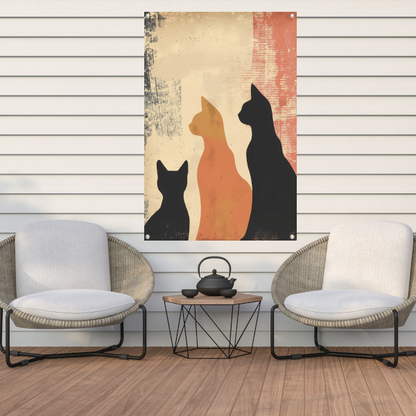 Abstracte Katten Silhouetten op Textuur tuinposter