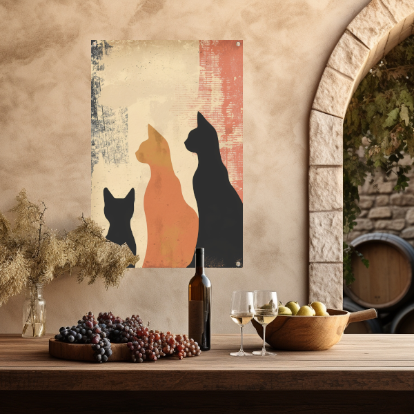 Abstracte Katten Silhouetten op Textuur tuinposter