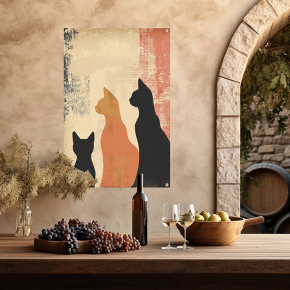 Abstracte Katten Silhouetten op Textuur tuinposter