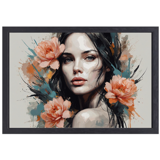 Stille Kracht in Bloei - Een Modern Portret canvas met baklijst