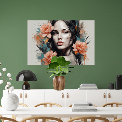 Stille Kracht in Bloei - Een Modern Portret canvas met baklijst