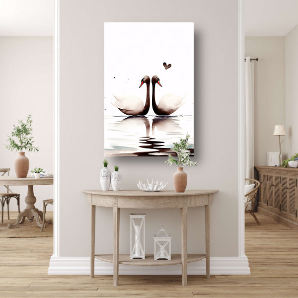 Elegante Zwanen en Liefde in Sepia Tinten Acrylglas