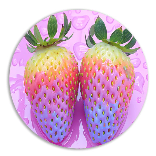 Abstract Aardbeien op Roze Achtergrond forex muurcirkel