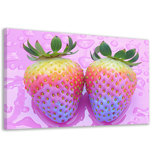 Abstract Aardbeien op Roze Achtergrond canvas