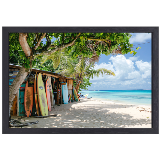 Eclectische Surfshop aan het Tropische Strand canvas met baklijst