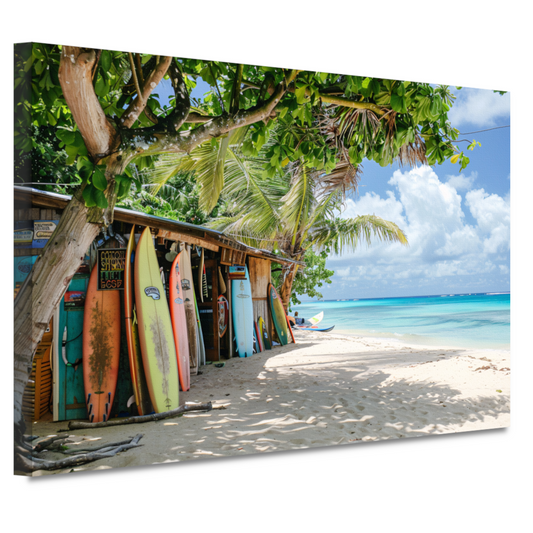 Eclectische Surfshop aan het Tropische Strand canvas