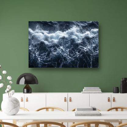 Impressionistische zeegolf canvas met baklijst