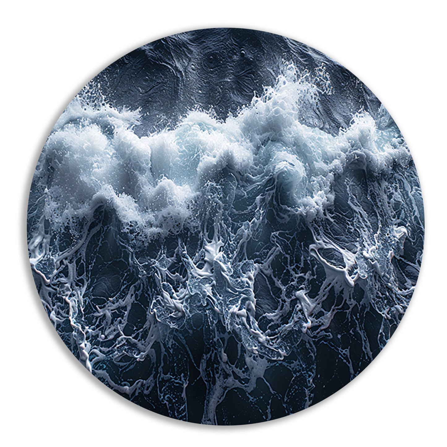 Impressionistische zeegolf aluminium muurcirkel