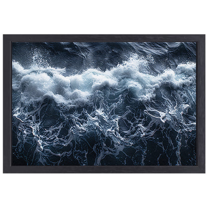 Impressionistische zeegolf canvas met baklijst