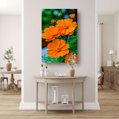 Close-up van Oranje Bloemen in volle Bloei poster