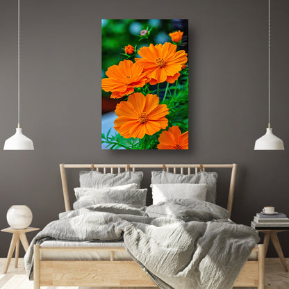 Close-up van Oranje Bloemen in volle Bloei poster