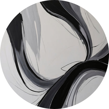 Dynamic Curves in Monochromatic Harmony aluminium muurcirkel