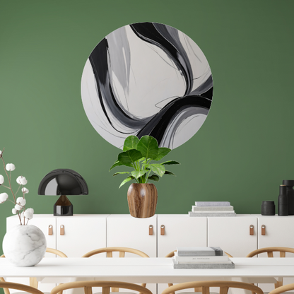 Dynamic Curves in Monochromatic Harmony aluminium muurcirkel