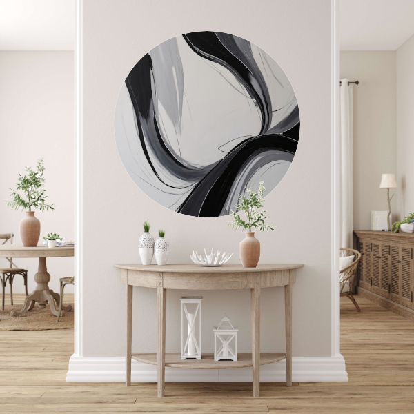 Dynamic Curves in Monochromatic Harmony aluminium muurcirkel