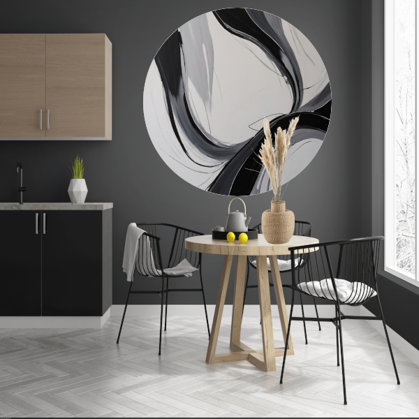 Dynamic Curves in Monochromatic Harmony aluminium muurcirkel