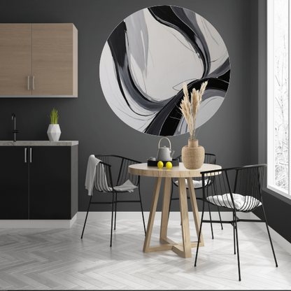 Dynamic Curves in Monochromatic Harmony aluminium muurcirkel