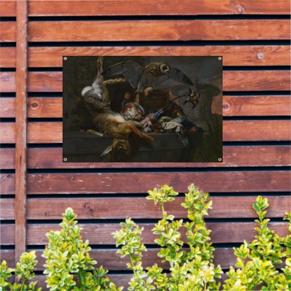 Jachtstilleven met haas en uil - Pieter Boel tuinposter