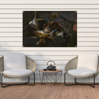 Jachtstilleven met haas en uil - Pieter Boel tuinposter