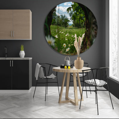 Natuurlijke opening naar bloemenveld forex muurcirkel