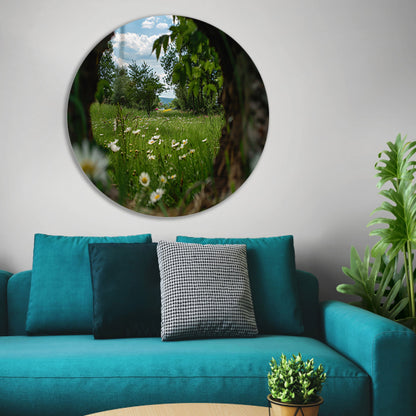 Natuurlijke opening naar bloemenveld forex muurcirkel
