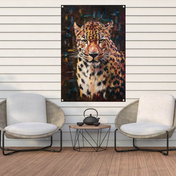 Expressief Luipaard in Moderne Kunststijl tuinposter