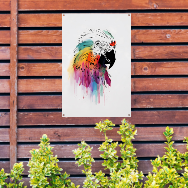 Moderne Kleurrijke Papegaai met Druipend Effect tuinposter