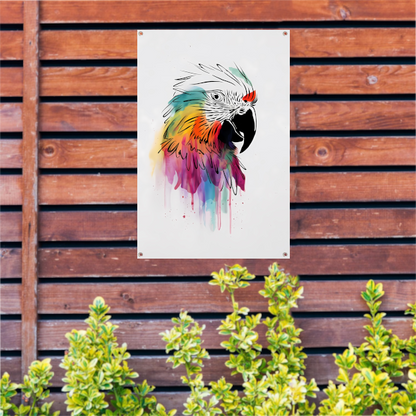 Moderne Kleurrijke Papegaai met Druipend Effect tuinposter