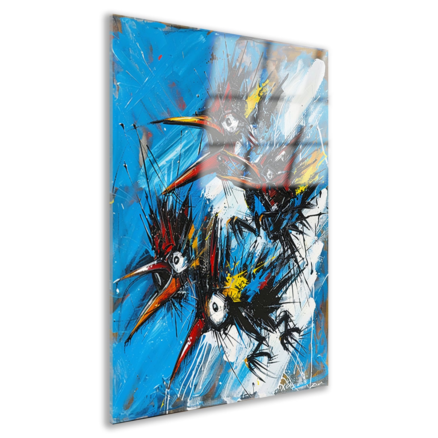 Abstracte Vogels in Kleurrijke Chaos acrylglas