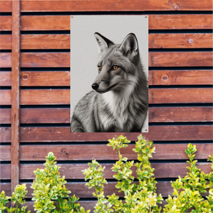 De mysterieuze blik van een wilde vos tuinposter