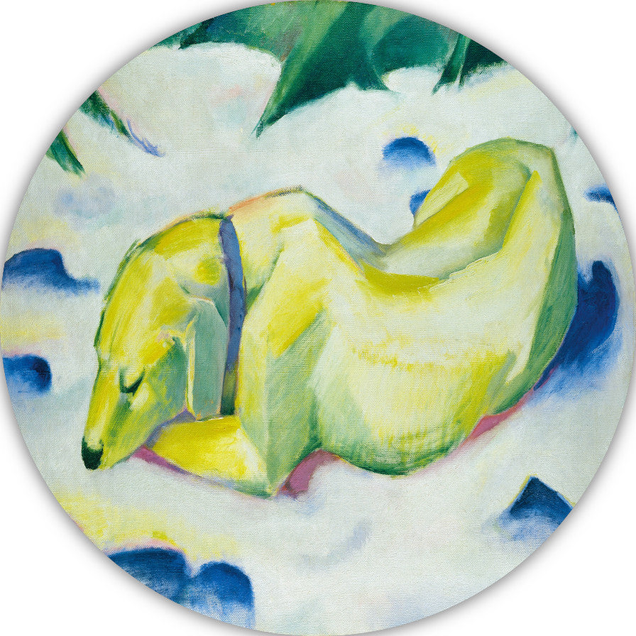 Liggende hond in de sneeuw - Franz Marc forex muurcirkel