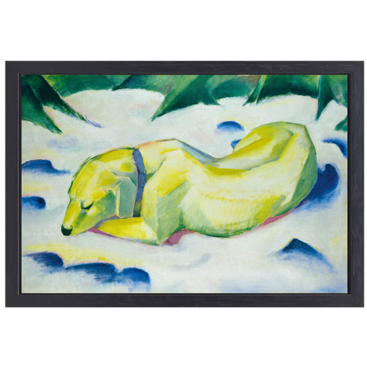 Liggende hond in de sneeuw - Franz Marc canvas met baklijst