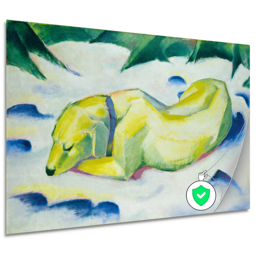 Liggende hond in de sneeuw - Franz Marc poster