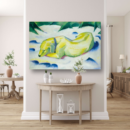 Liggende hond in de sneeuw - Franz Marc poster