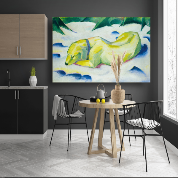 Liggende hond in de sneeuw - Franz Marc poster