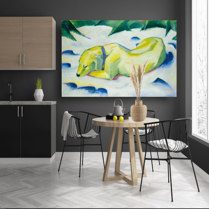 Liggende hond in de sneeuw - Franz Marc poster