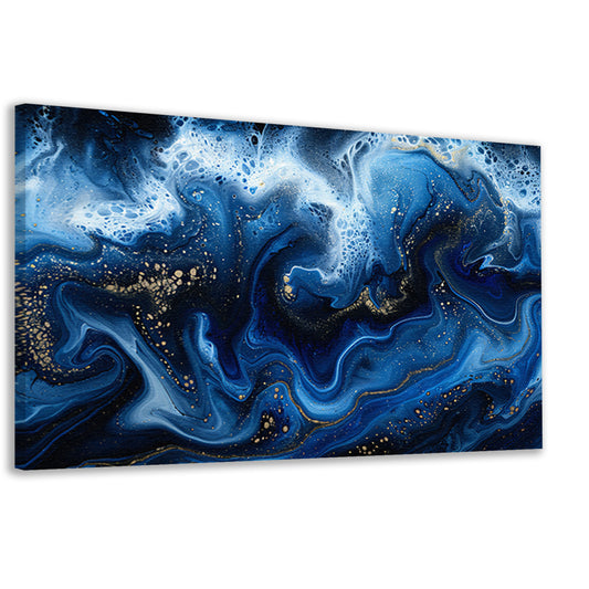Abstract blauw en goud vloeibaar kunstwerk canvas