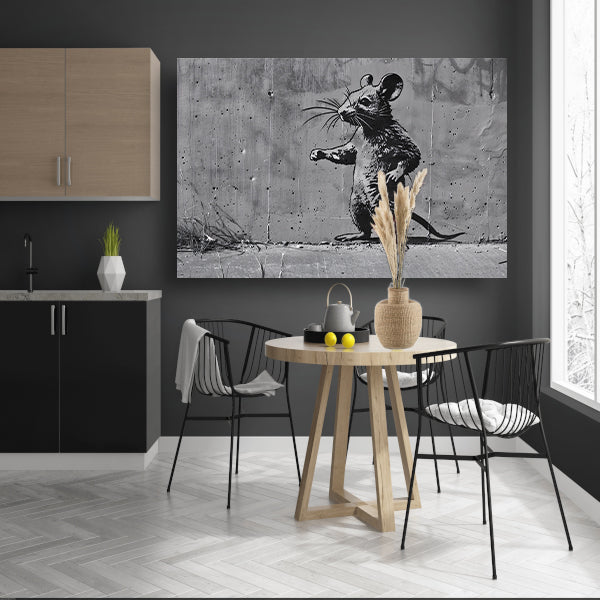 Muis op Beton in Zwart-Wit Stijlcanvas