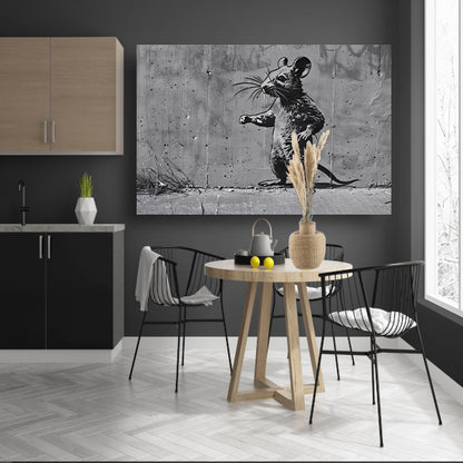 Muis op Beton in Zwart-Wit Stijlcanvas
