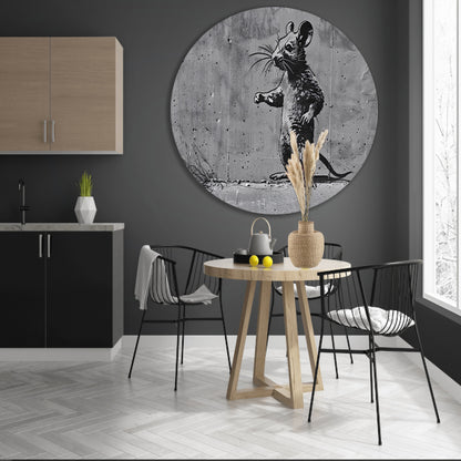 Muis op Beton in Zwart-Wit Stijl aluminium muurcirkel