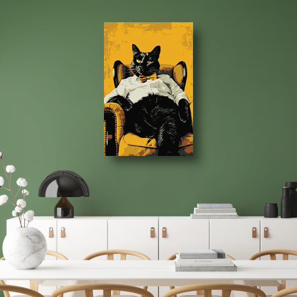 Hyperrealistische kat in fauteuil poster