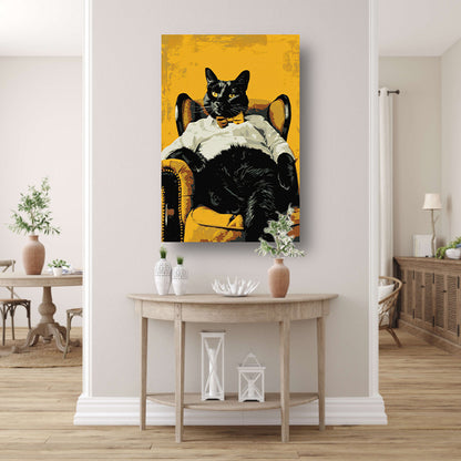 Hyperrealistische kat in fauteuil poster