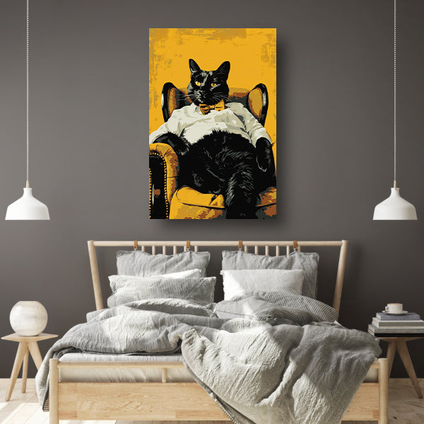 Hyperrealistische kat in fauteuil poster