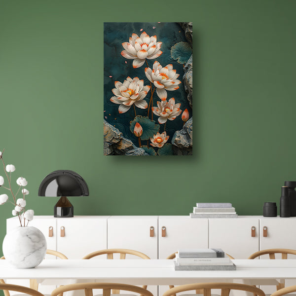 Modern kunst met turquoise lotusbloemen poster