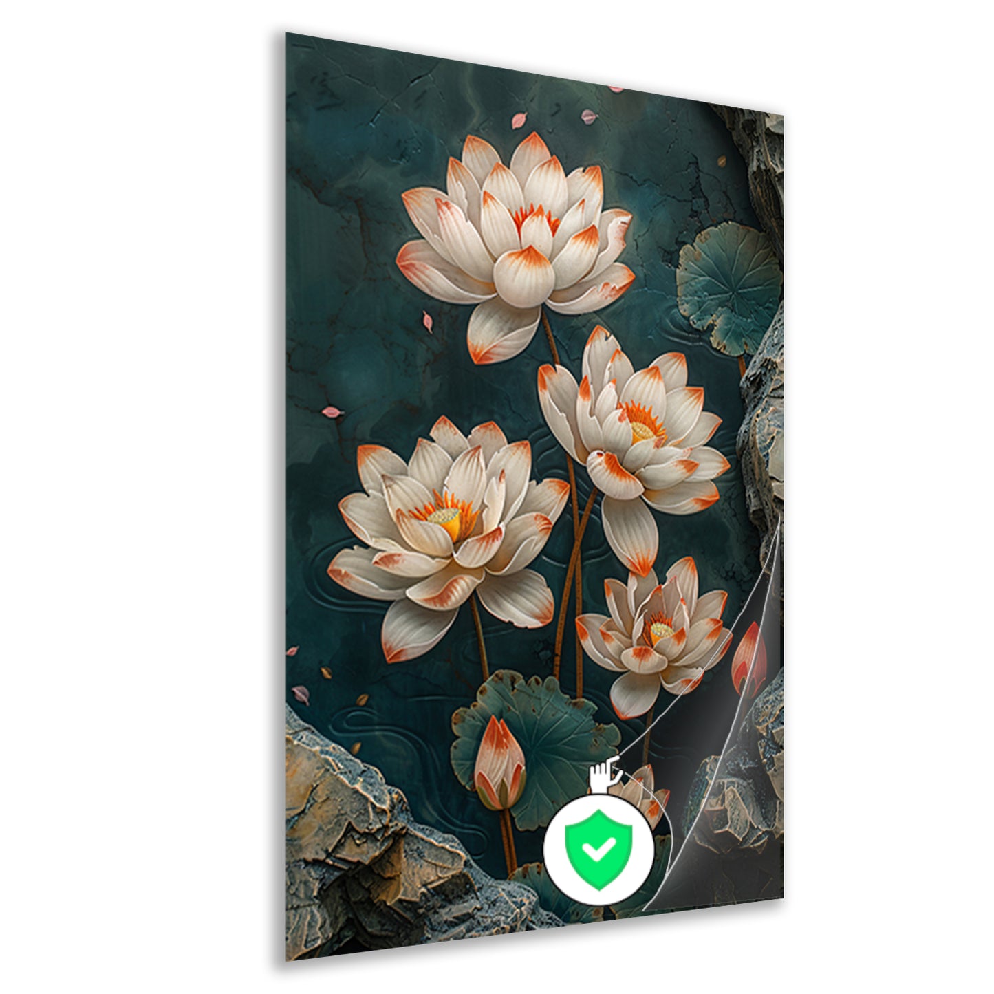 Modern kunst met turquoise lotusbloemen poster